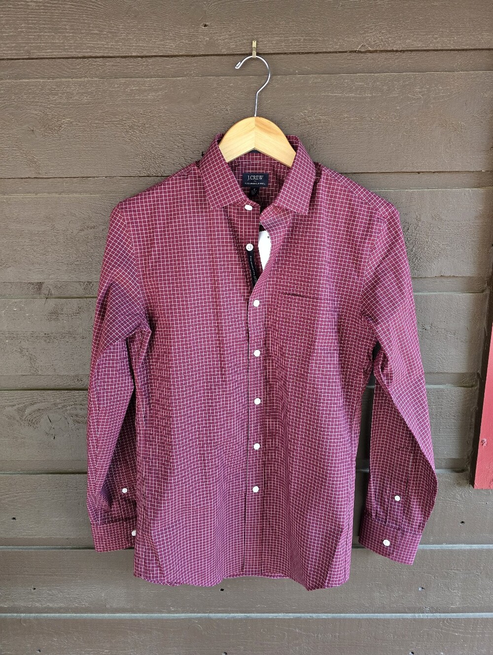 J.Crew Thompson Flex Wrinkle Free Windowpane Dress Shirt NWT - S 14-14.5